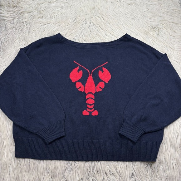 Hollister Women's M Navy Red Lobster Boatneck Sweater Nautical Coastal - Picture 1 of 6